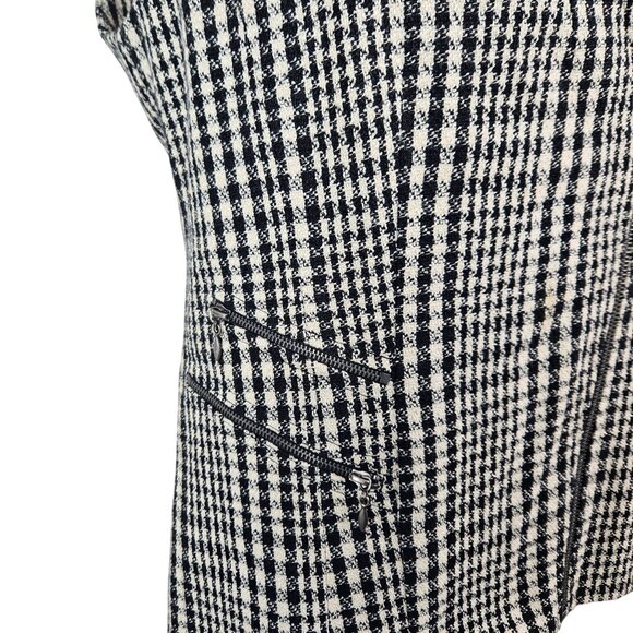 Chico's Womens Small Houndstooth Sleeveless Vest Zipper Pockets Asymmetrical - Picture 7 of 10